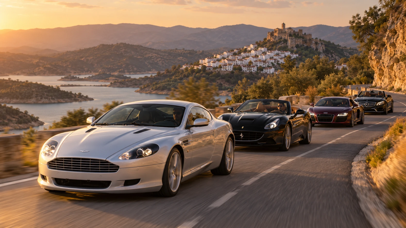 Grand Touring Club convoy on an Andalusian mountain road